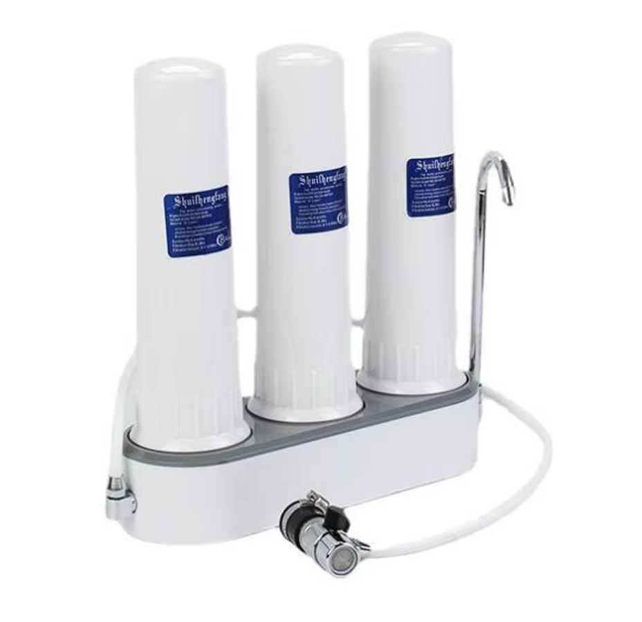 Purificateur d'eau de comptoir en 3 étapes, filtre à eau du robinet, solution d'eau de cuisine, traitement de l'eau potable domestique, connecteur universel