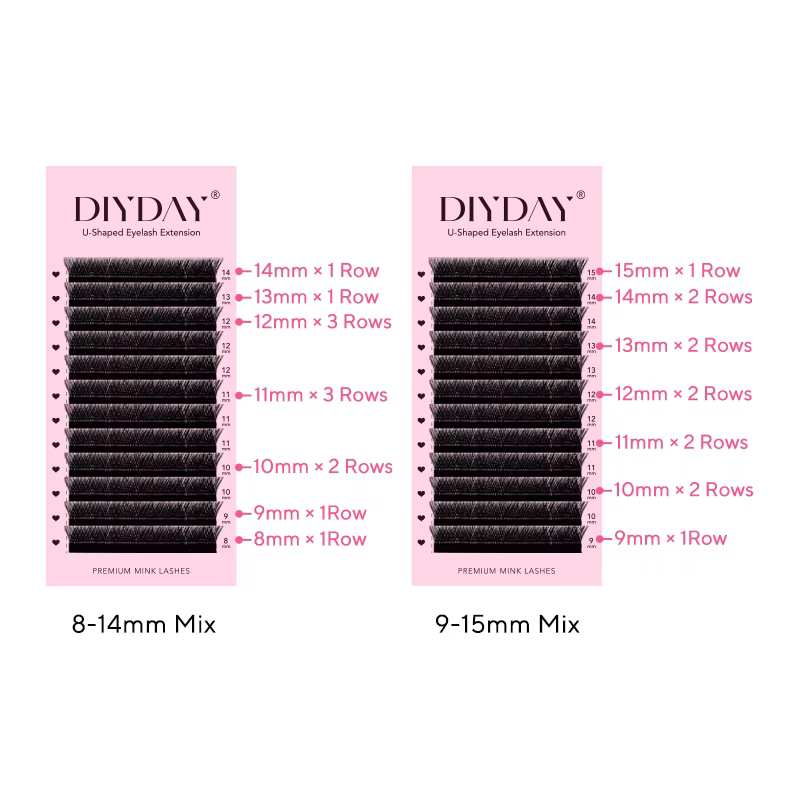 DIYDAY Extension de cils YY en forme de U Premium PBT Double couche U Sahpe YY