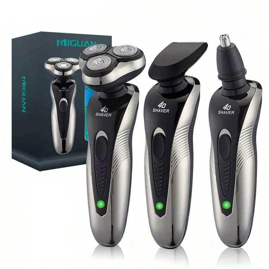 Rasoir électrique rotatif à 3 lames rechargeable par USB