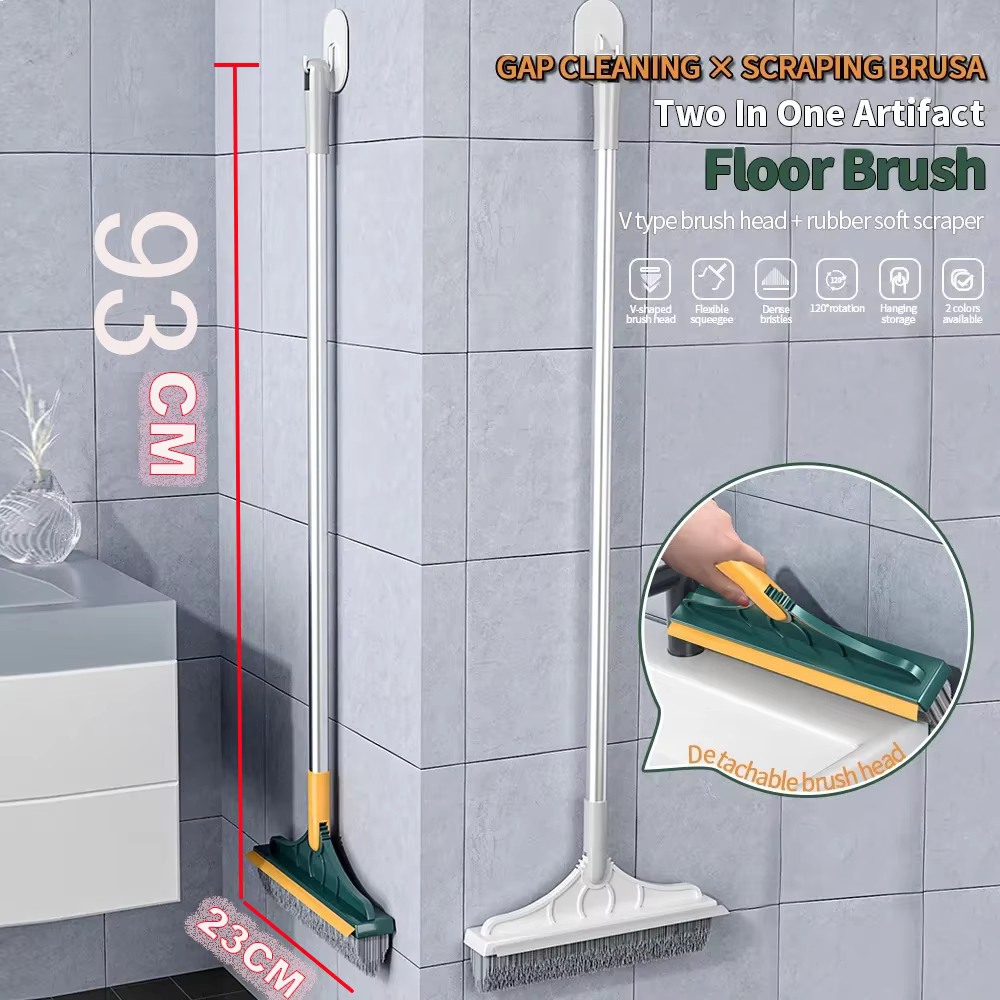 Brosse de nettoyage 3 en 1, brosse de nettoyage pour le nettoyage de la salle de bain avec manche Long, brosse rotative pour sol, brosse pour crevasses