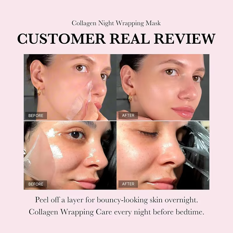 Masque Facial enveloppant au collagène coréen, élasticité, hydratation, réduit l'affaissement de la matité, soins pour la peau au collagène hydrolysé