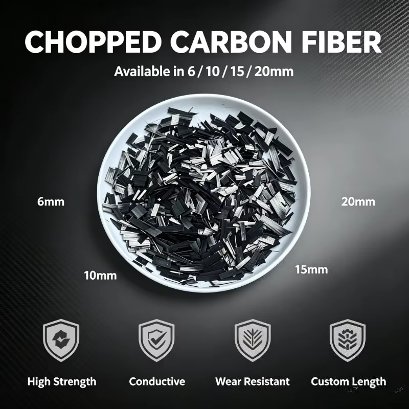 500g de fibres de carbone hachées 6mm 10mm 15mm 20mm, brins de fibre de carbone haute résistance, matériau composite renforcé pour l'intérieur des voitures