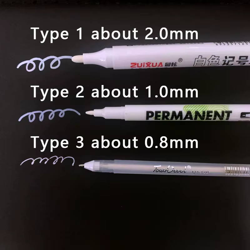 Stylos marqueurs blancs 2.0mm, 1/3/5 pièces, stylo Gel blanc étanche à l'huile, marqueurs de croquis Graffiti, papeterie fournitures scolaires