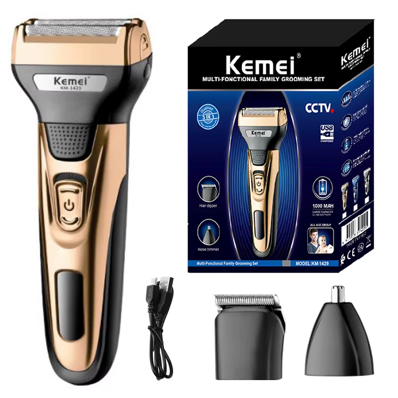 Kemei-Kit de toilettage 3 en 1 pour hommes