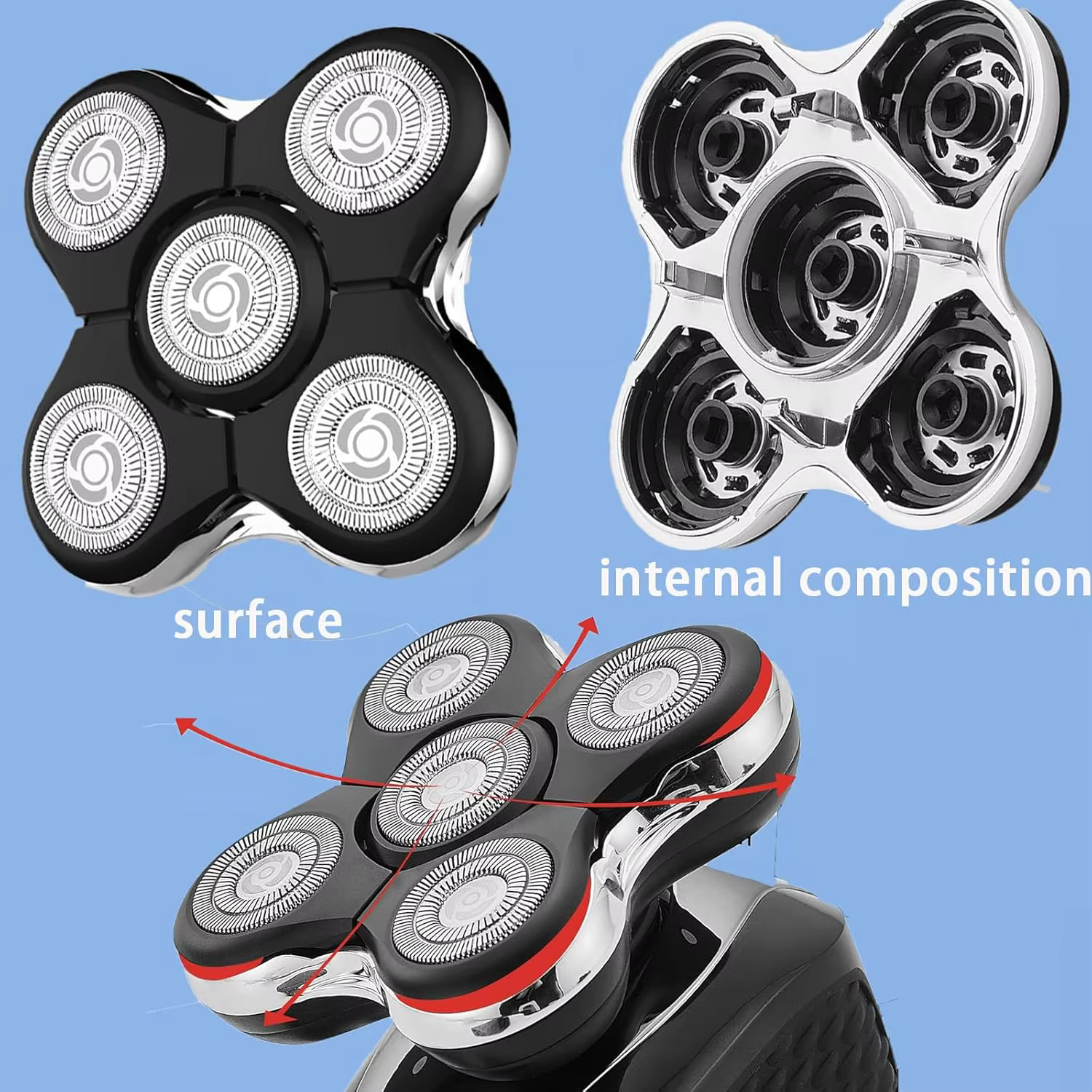 Têtes de rechange compatibles avec le rasoir électrique Remington Balder Pro modèle XR7000 & XR1500 & XR1501 pour hommes chauve