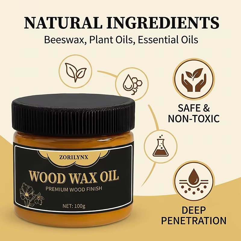 Huile de cire naturelle pour bois, finition nourrissante, protège et rehausse le grain du bois pour les meubles, les armoires et la décoration intérieure - ZORILYNX