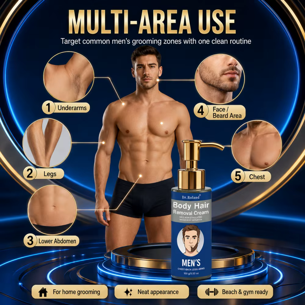 Crème dépilatoire Ultra-Clean pour hommes, douce et non irritante, pour tout le corps, élimine les poils épais, sans résidus, sans irritations de rasoir.