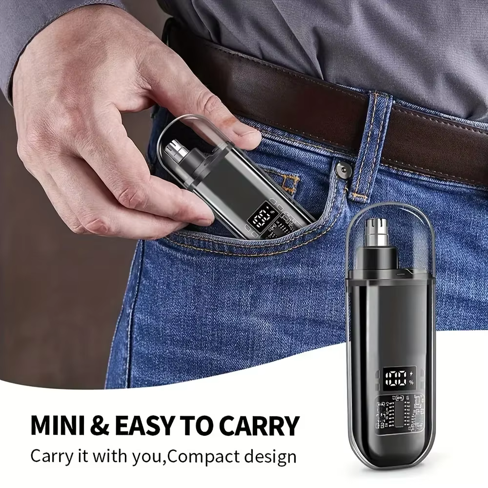 Tondeuse à poils du nez et des oreilles pour hommes - Rechargeable par USB C
