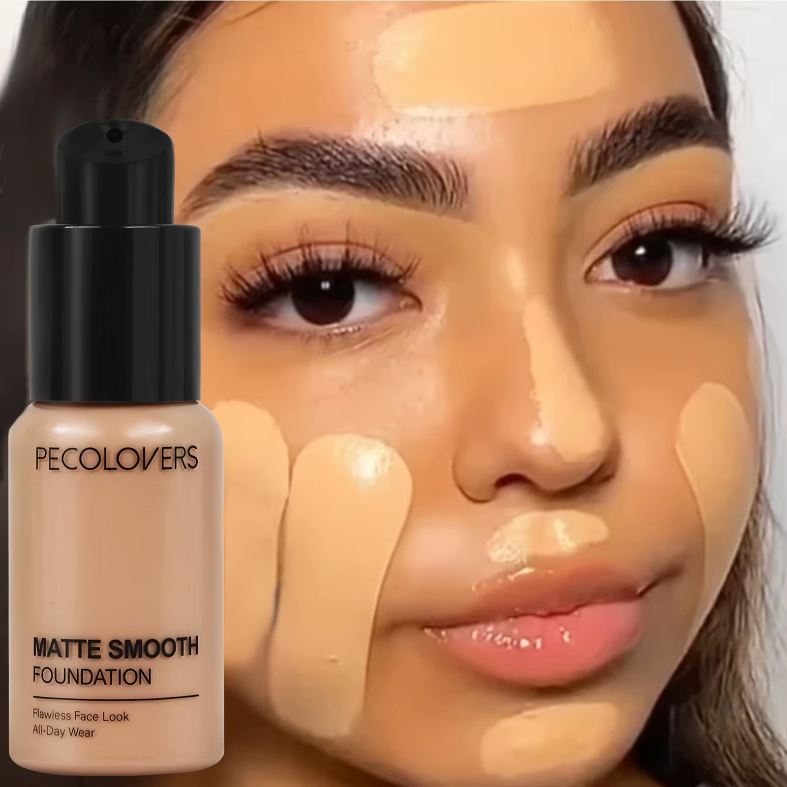 PECOLOVERS Fond de teint liquide finition mate - Correcteur anti-huile, imperméable et à couverture complète pour tous les tons de peau