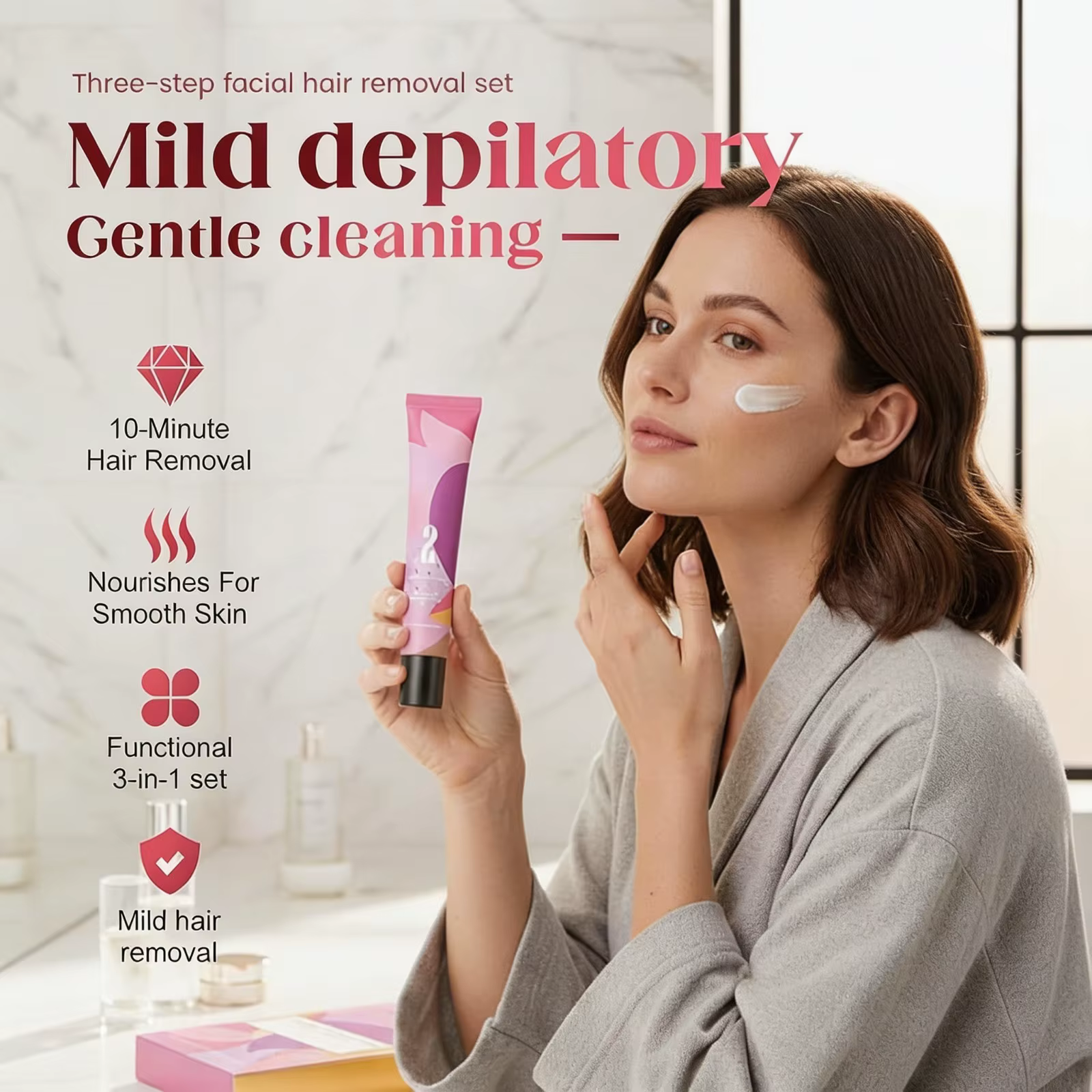 Crème dépilatoire visage pour kit trois étapes