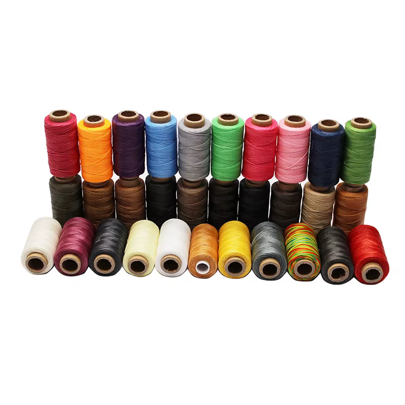 Fil ciré pour cuir 50m 0.8mm noir cassé blanc rouge vert rose marron gris violet Orange bleu abricot