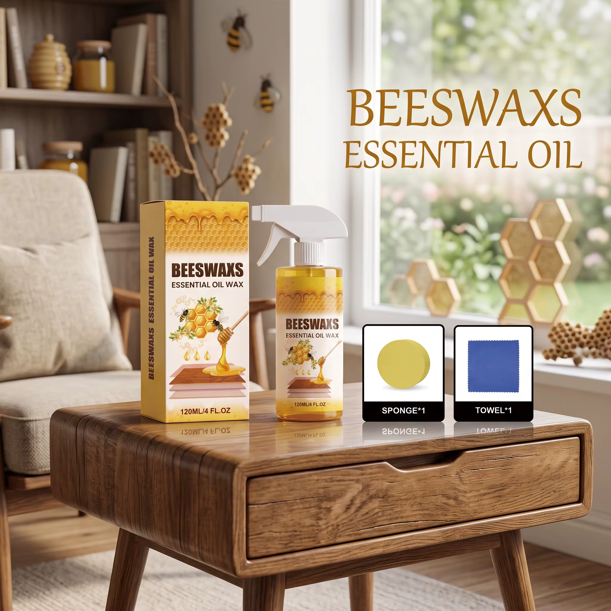 Cire d'abeille en spray pour bois, meubles et sols – Imperméabilisant, multi-usages, résistant à l'usure, prévient le séchage et les fissures – Entretien des meubles