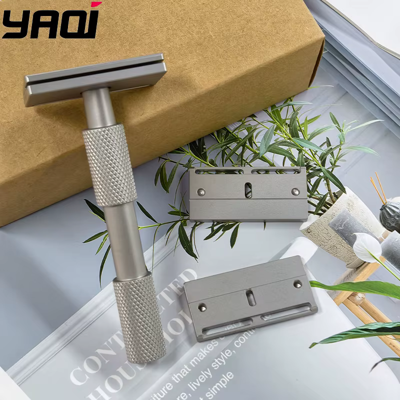 YAQI Nouveauté 2026 ! Rasoir de sécurité traditionnel Aileron GEM Blade avec 3 plaques pour un rasage lisse et confortable