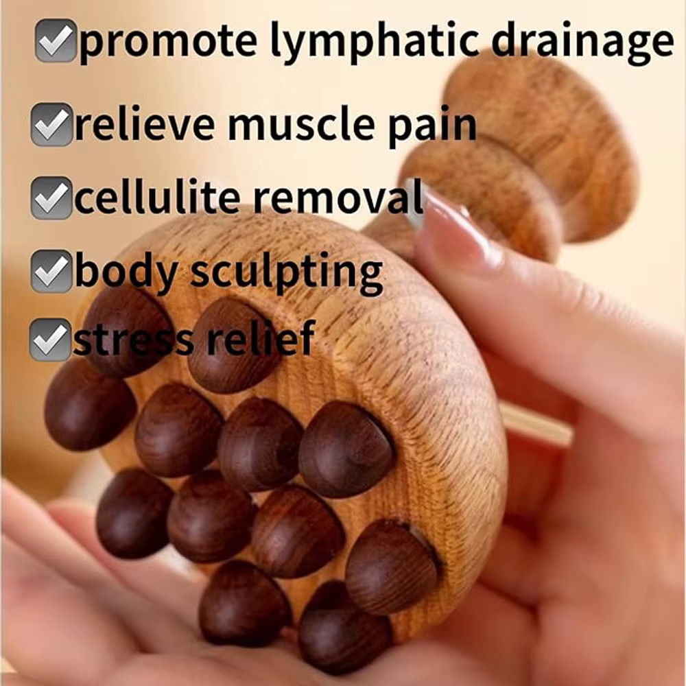 Outils de massage thérapeutique | Masseur en bois en forme de champignon
