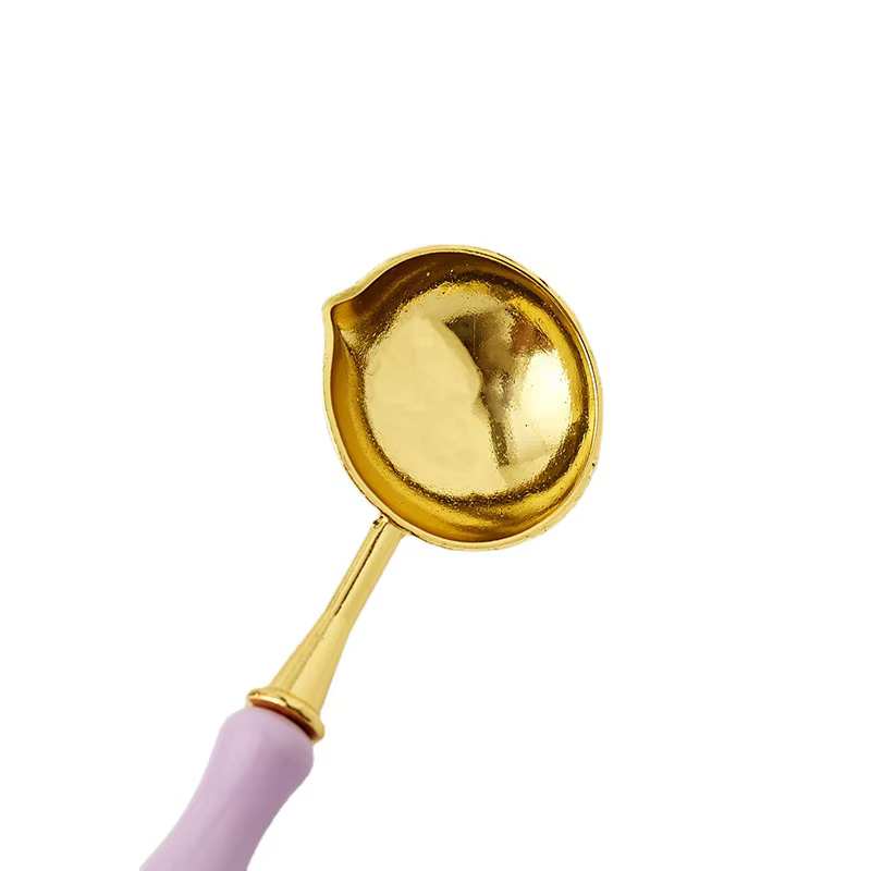 Cuillère d'avertissement en plastique avec poignée anti-brûlure, laque d'avertissement pour sceaux, bancs d'invitation de mariage vintage, cuillère fondante, timbre en bois