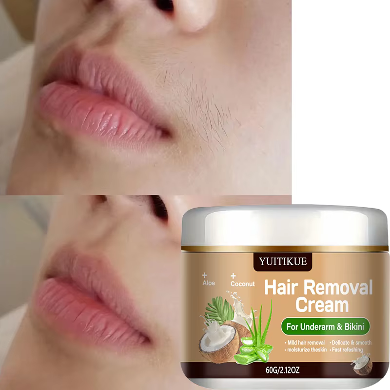 Crème dépilatoire YUITIKUE pour les aisselles et le bikini | Avec de l'aloe vera et de l'huile de coco | Formule