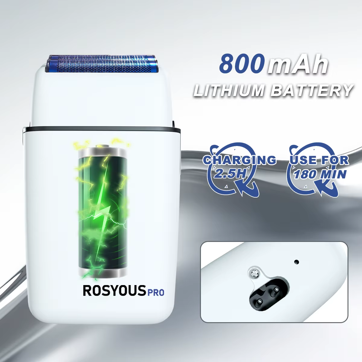 ROSYOUS RS620 Machine à raser pour hommes 10000 tr/min Double feuille bleu couteau hypoallergénique Net tondeuse à barbe électrique salon de coiffure