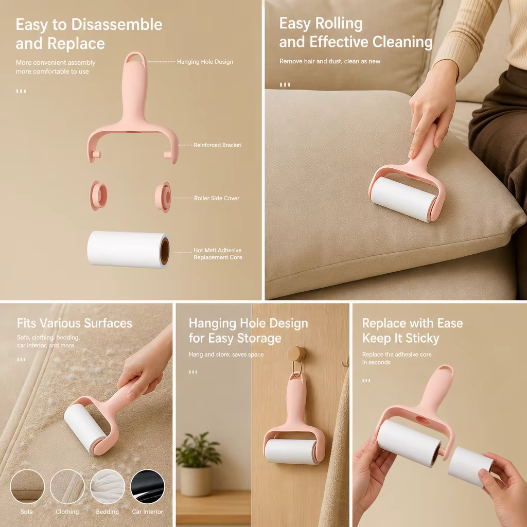 Mini-rouleau adhésif portable détachable pour l'épilation