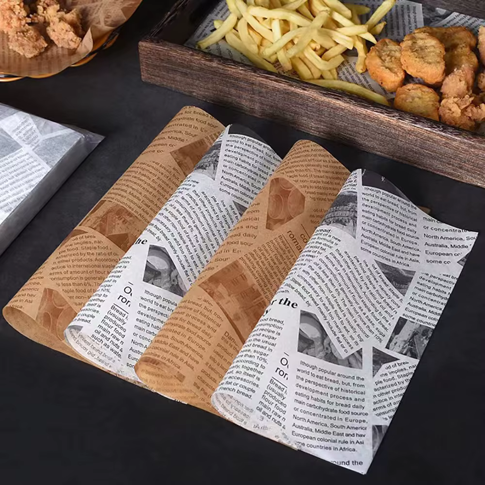 Papier ciré résistant à l'huile, 50 pièces, papier d'emballage alimentaire, pain, Sandwich, hamburger, frites, emballage de restauration rapide, papier huilé, outils de cuisson