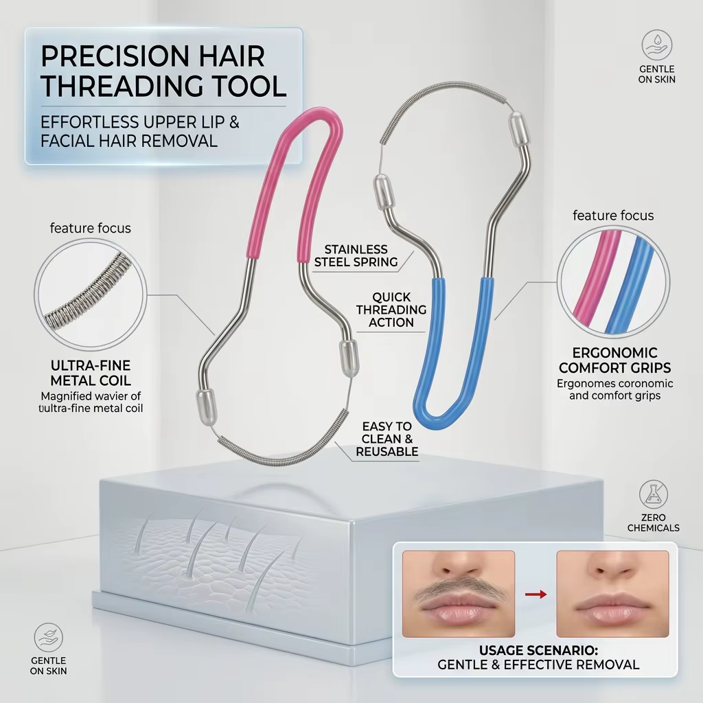 1/2 pièces Épilateur facial pour femmes, élimine les poils indésirables sur le haut des lèvres, le menton et le visage, épilateur à ressort portable et maniable pour une peau lisse