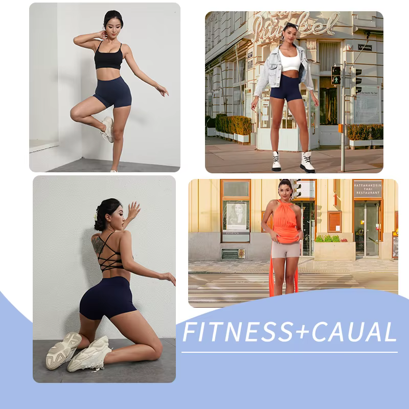 Couleur unie femmes Fitness Sport court taille haute Yoga court Legging vélo doux Squatting preuve entraînement complet Jog Athleti