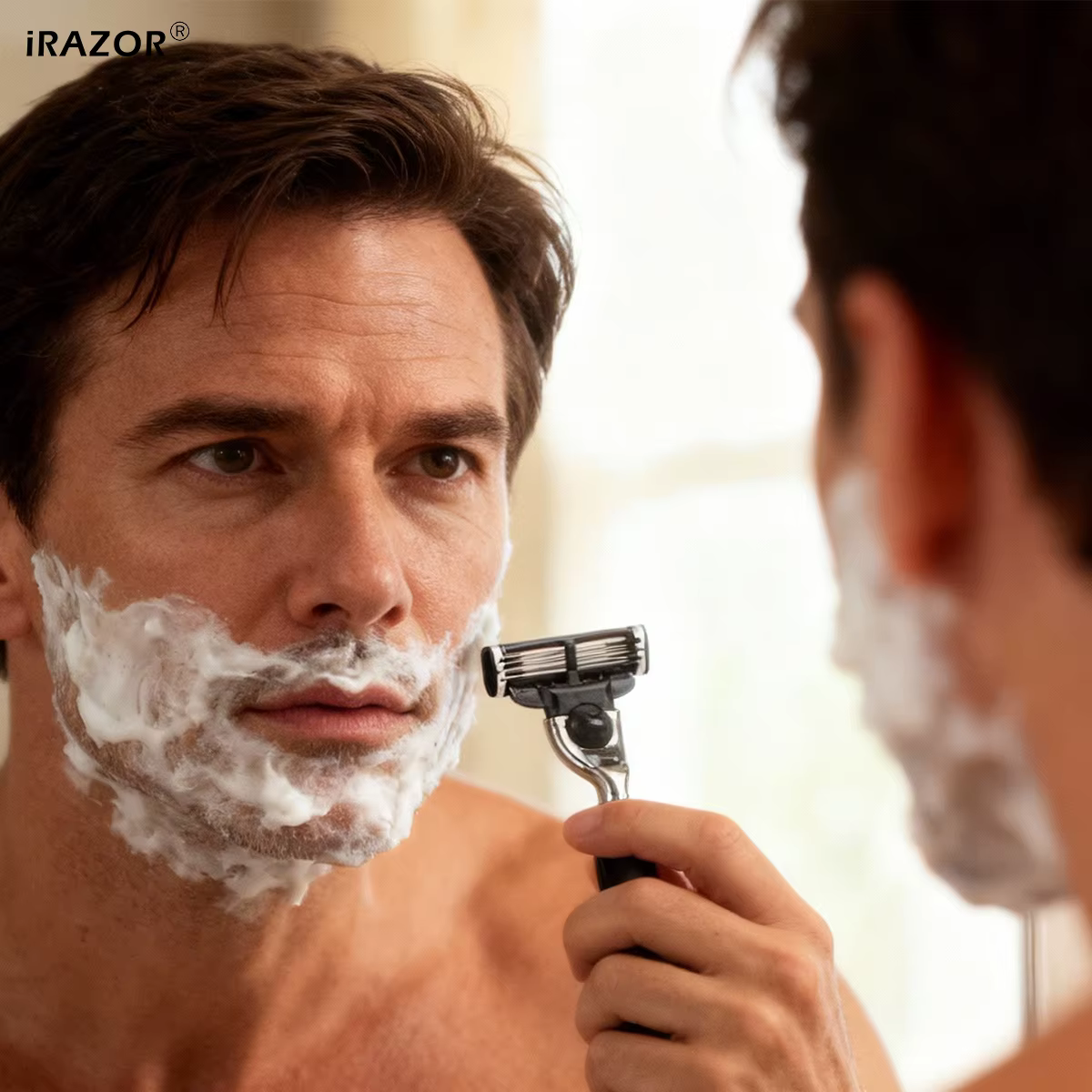 Rasoir manuel pour hommes iRAZOR avec manche en aluminium noir