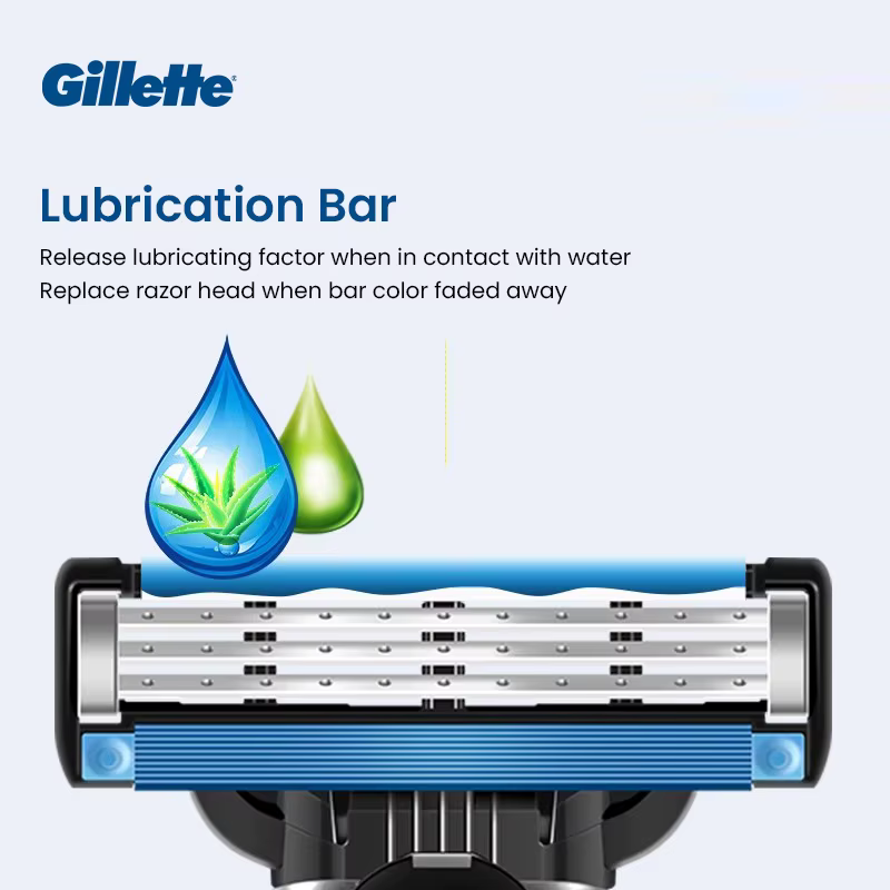 Gillette Mach3 rasoir pour hommes 3 couches lames barbe à raser lisse avec 5 recharges