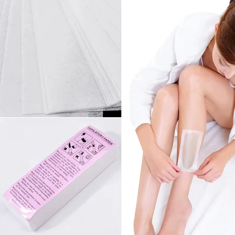 100 pièces/paquet – Rouleaux de papier non tissé pour l'épilation corporelle – Bandes de cire dépilatoires de haute qualité