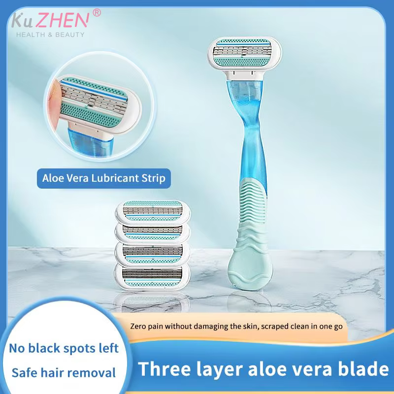 Rasoir corporel pour femme avec trois lames flottantes de précision et design résistant aux rayures