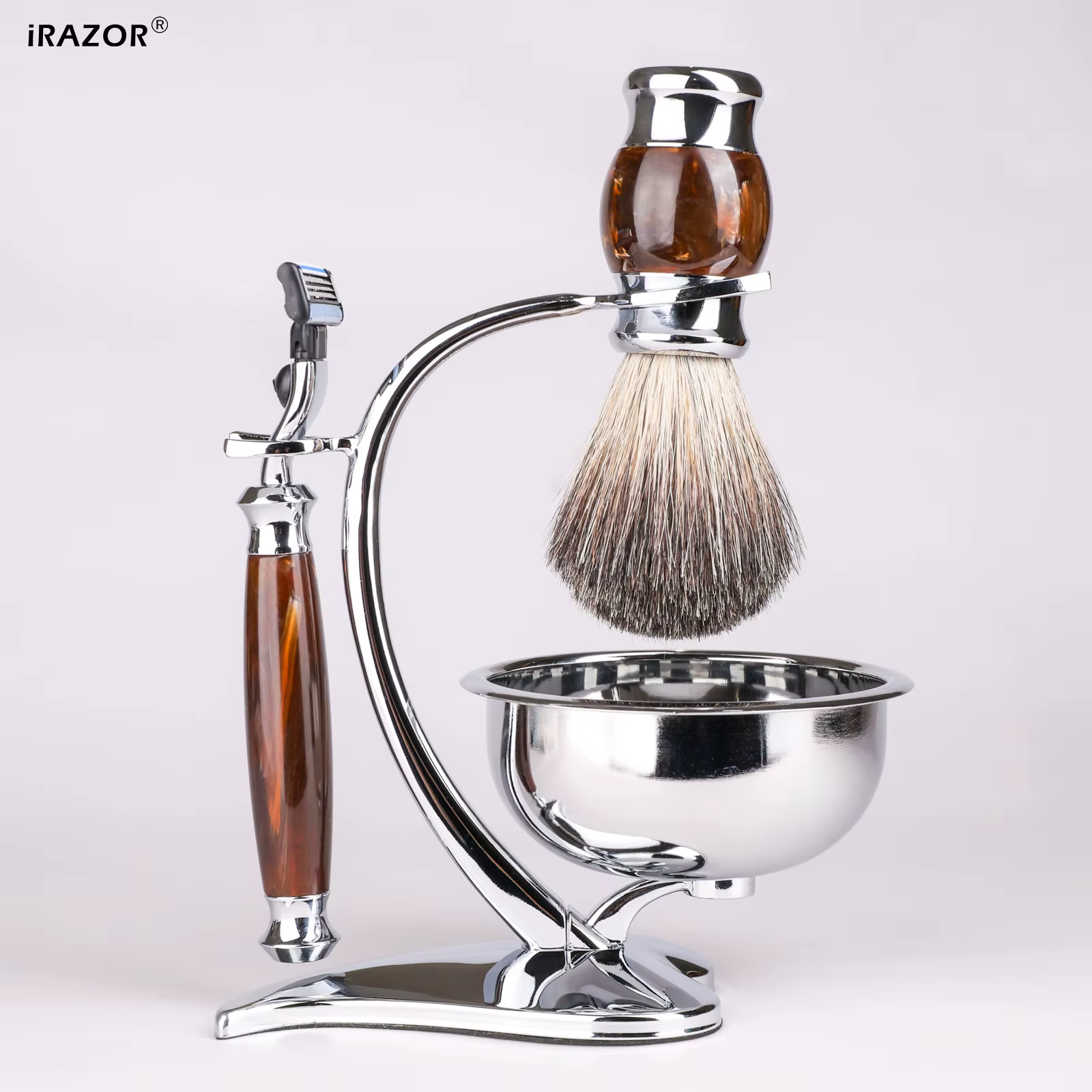 IRAZOR Kit de rasage professionnel pour hommes-Mach 3 lame de rasoir blaireau cheveux accessoire de barbier outil