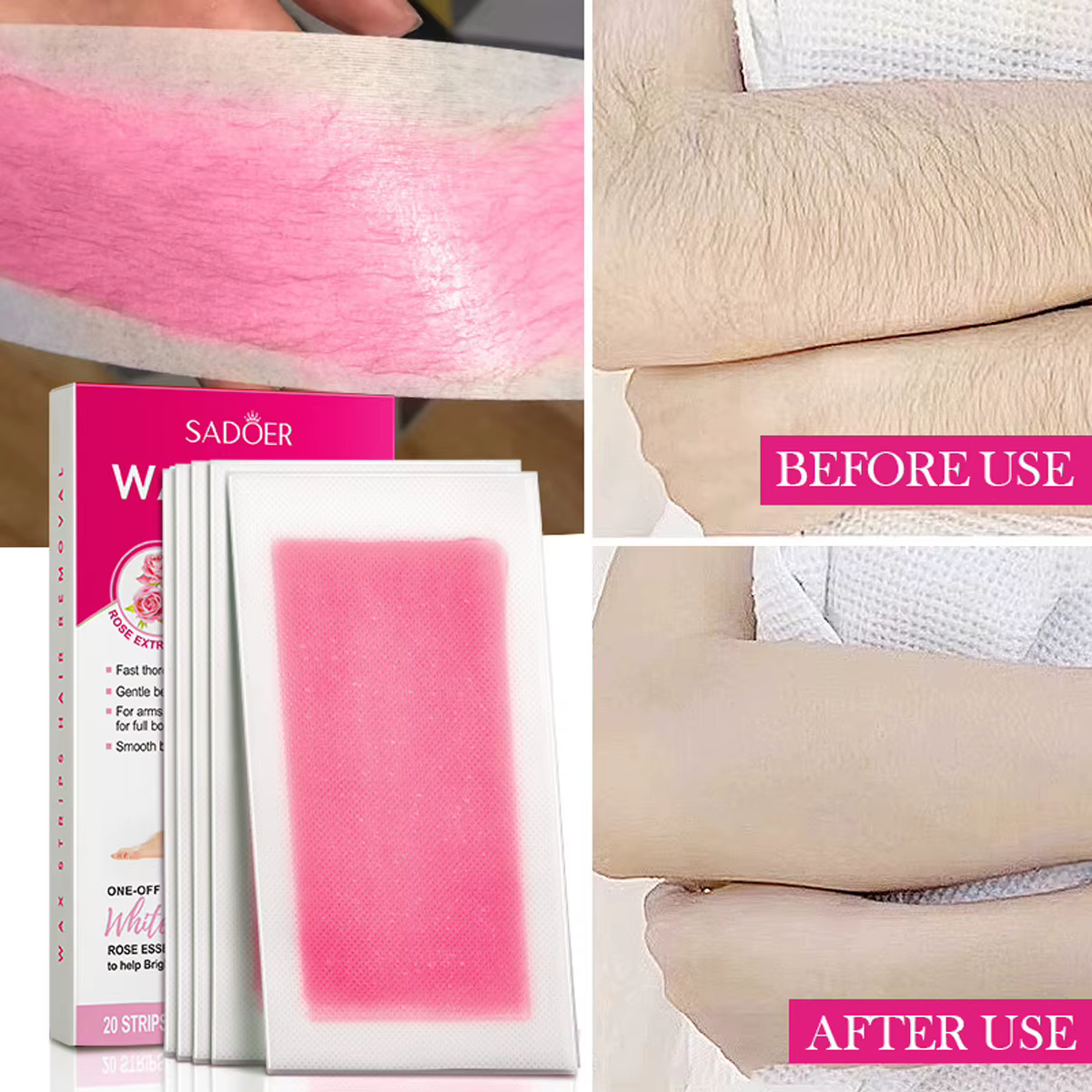 Papier ciré d'épilation Double face Rose pour poils d'aisselles et de jambes
