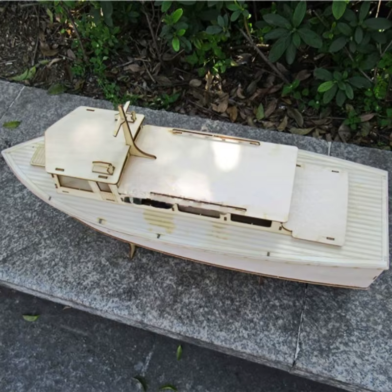 Kit de maquette de bateau en bois, petit bateau de patrouille, assemblé à la main, télécommande électrique, bricolage, jouet