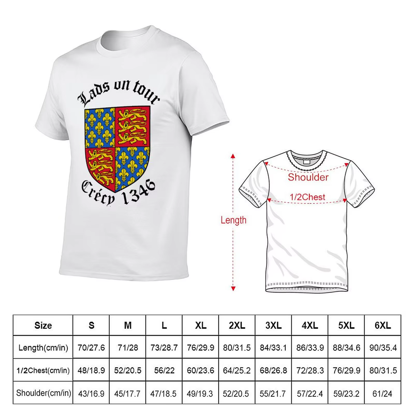 Crecy 1346 Lads On Tour T-Shirt T-shirt à col rond grande taille
