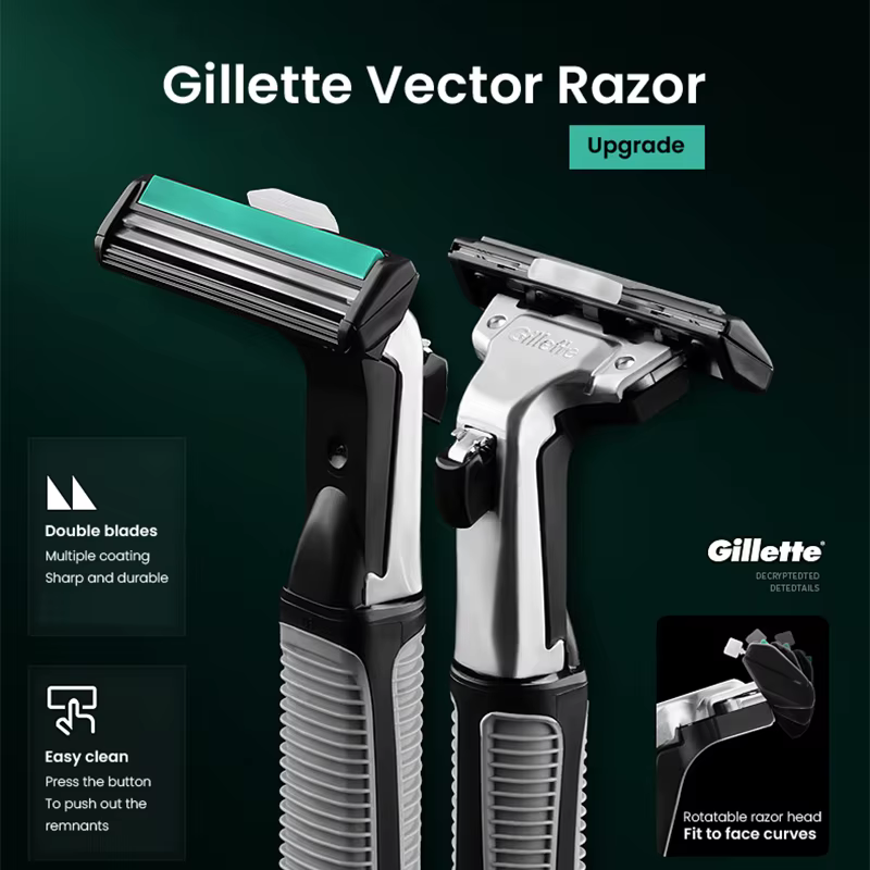 Rasoir Gillette Vector avec têtes de rasoir à 2 lames, plusieurs ensembles au choix