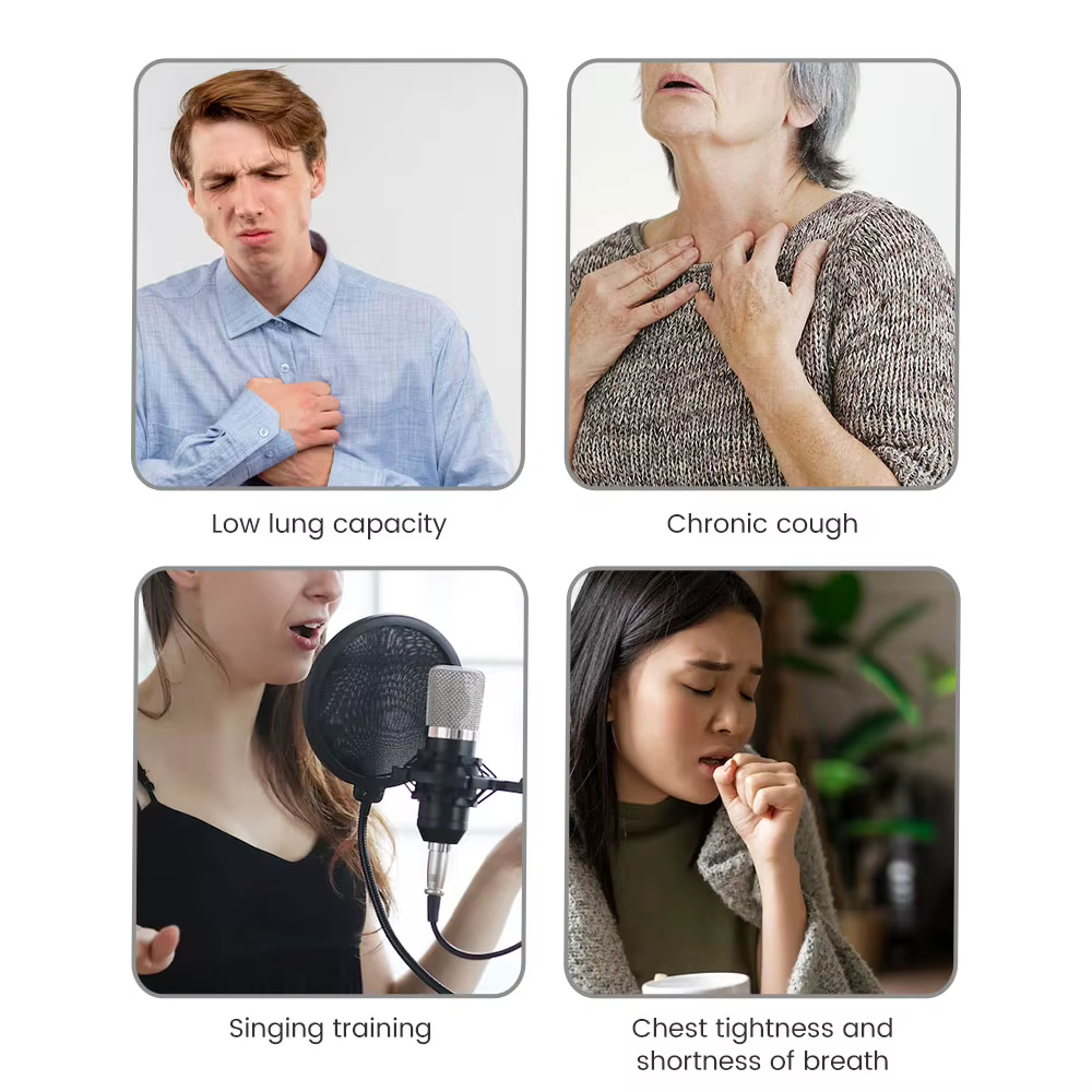 Entraîneur respiratoire entraîneur musculaire respiratoire renforcement pulmonaire élimination du mucus exercice pulmonaire dispositif d'exercice respiratoire