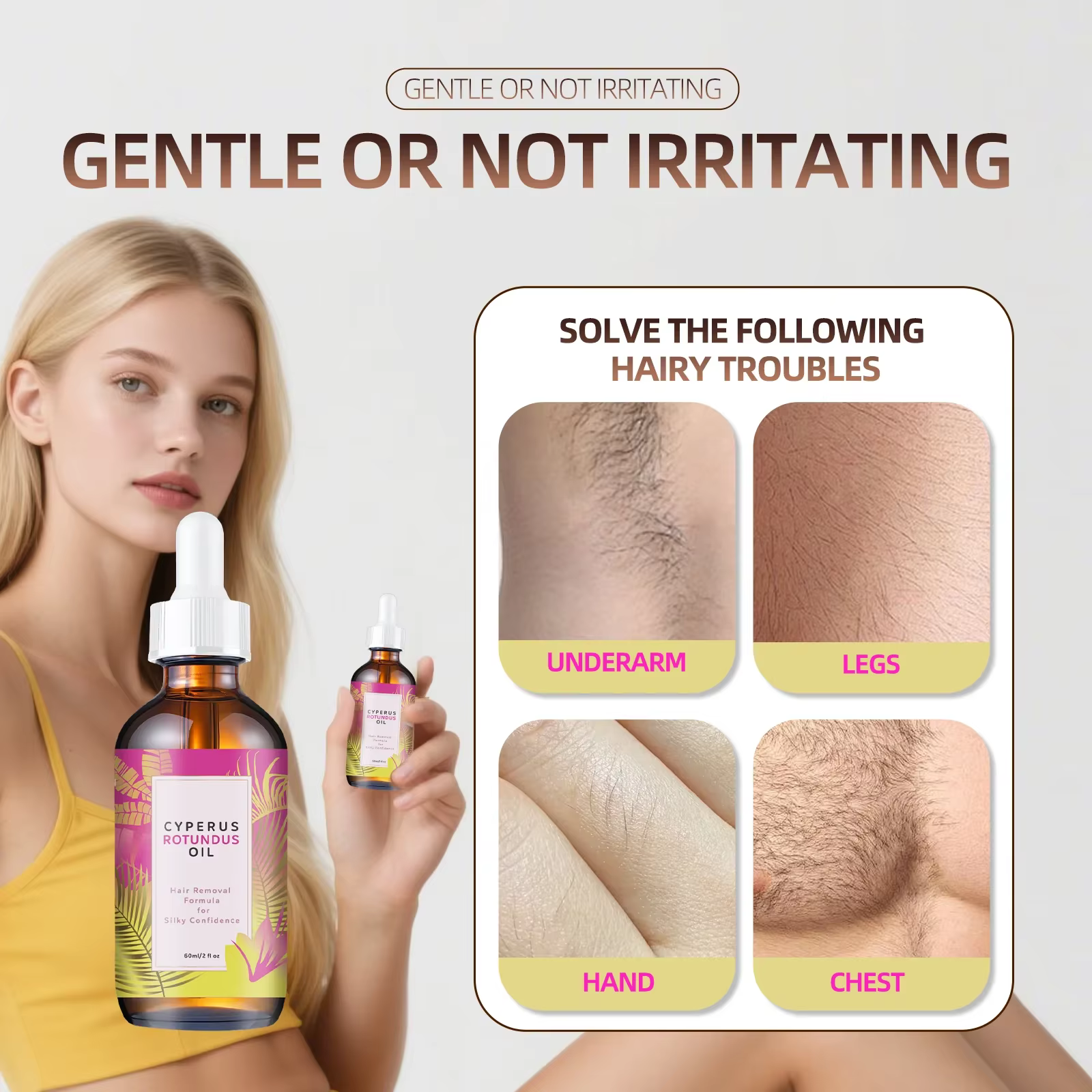 Huile d'épilation 60 ml - Inhibiteur naturel de la croissance des cheveux