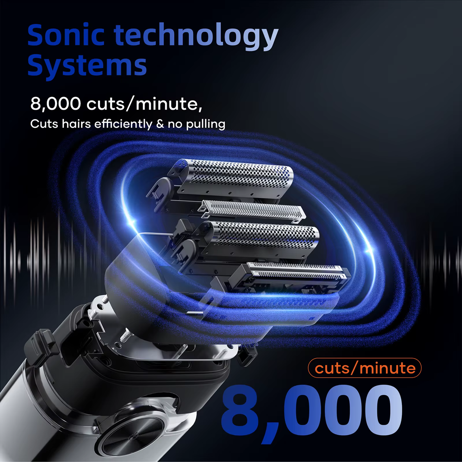 KENSEN S26 rasoir électrique pour hommes 4D lames flottantes feuille rasoirs étanche 8000 tr/min tondeuse à barbe