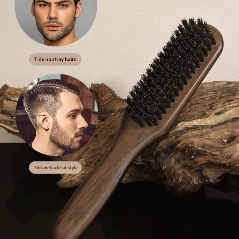 Manche en bois poils de sanglier barbe brosse outil de rasage