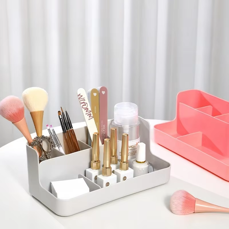 Boîte de rangement pour cosmétiques, organisateur de vanité en plastique avec étagère pour soins de la peau, parfait pour les produits de soins de la peau, support de beauté peu encombrant