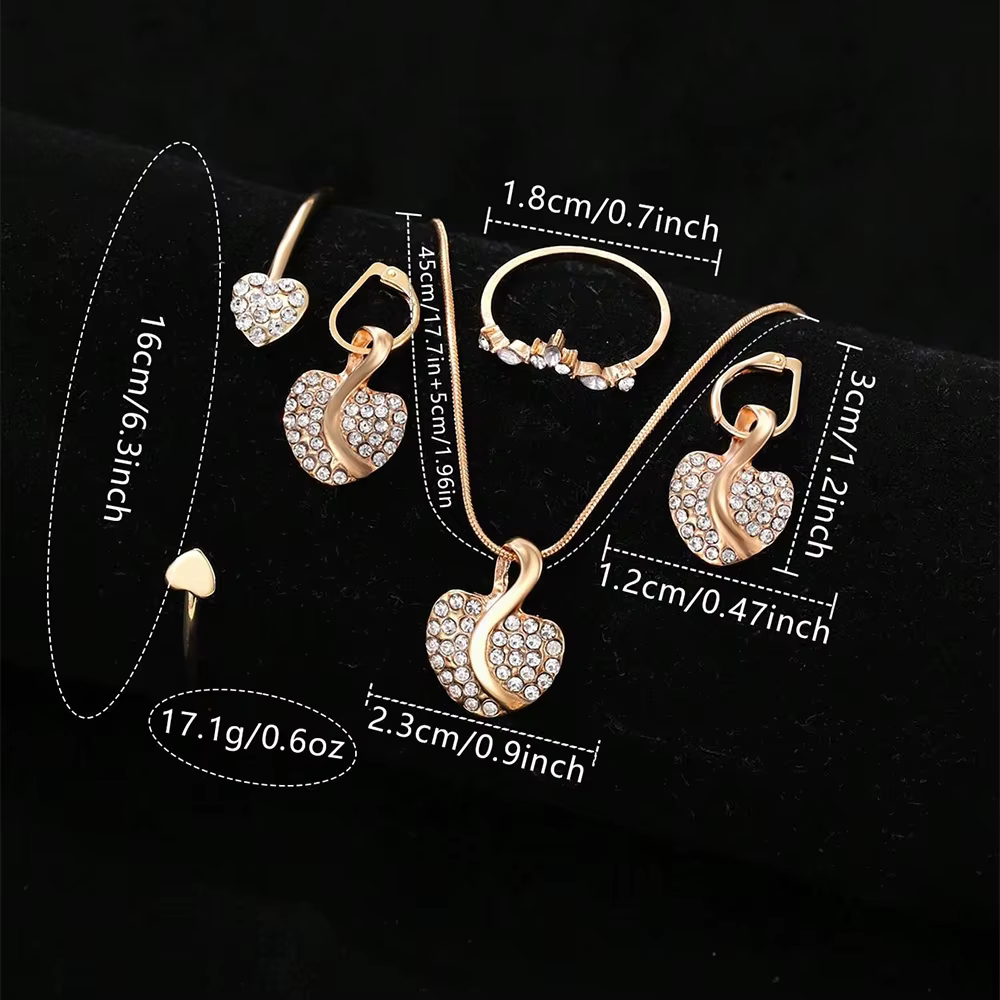 Montre à Quartz pour femmes or luxe femmes bague collier boucle d'oreille strass mode montre-bracelet décontracté dames montres ensemble de bijoux 