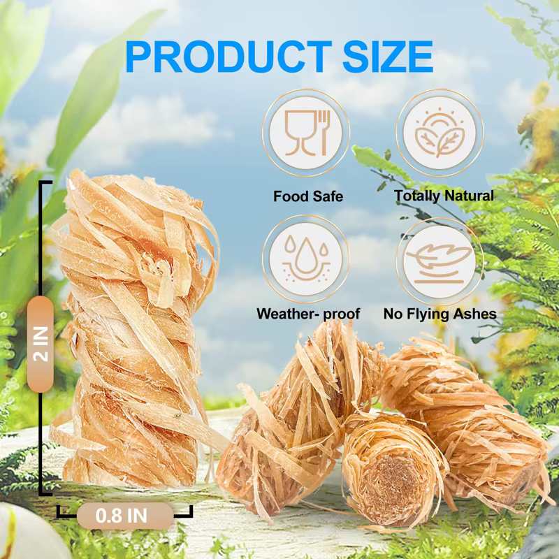 Allume-feu naturel portable 40/60 pièces, bâtonnets de cire de bois, adaptés aux cheminées domestiques, aux fours à foyer et aux barbecues d'extérieur