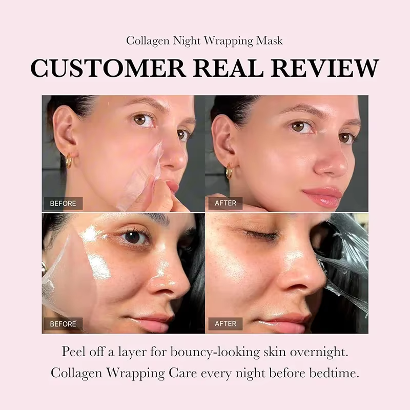Masque Facial enveloppant au collagène coréen, élasticité, hydratation, réduit l'affaissement de la matité, soins pour la peau au collagène hydrolysé