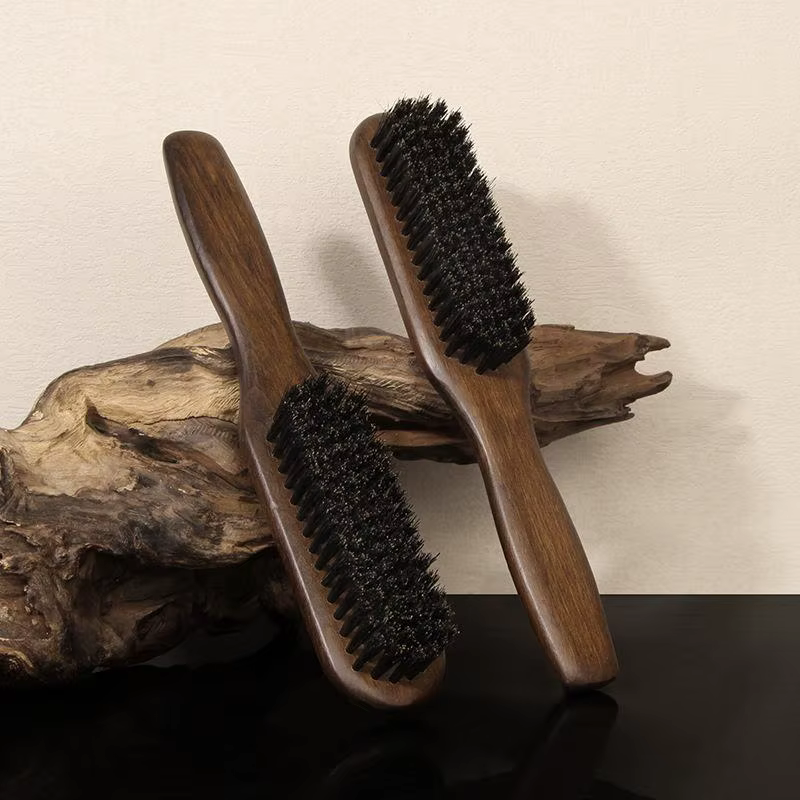 Manche en bois poils de sanglier barbe brosse outil de rasage
