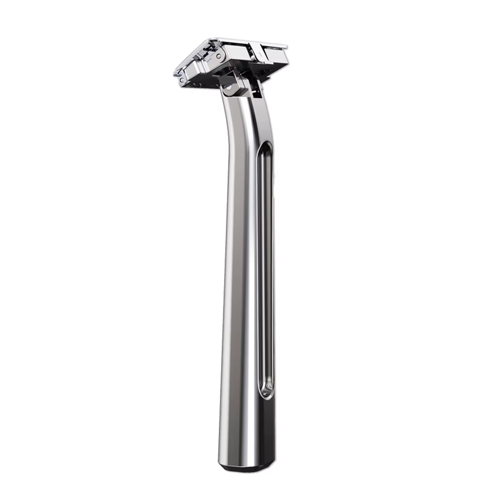 RZACLEA 20T Glide Pro 4D Rasoir de sécurité à double tranchant avec demi-lame et étui de voyage en cuir pour l'entretien masculin