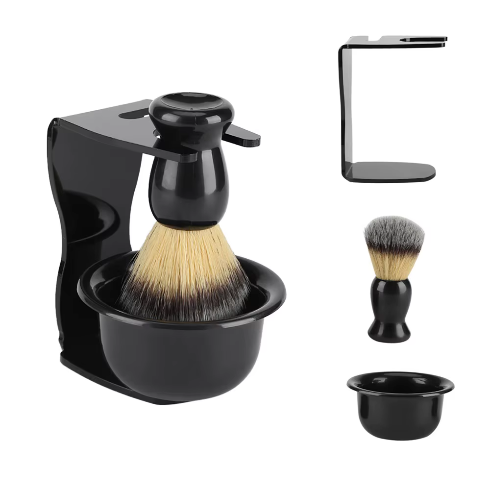 Ensemble de 3 brosses à raser pratiques et faciles à mousser, brosse à barbe professionnelle durable, kit de toilettage portable et doux, soin de la barbe