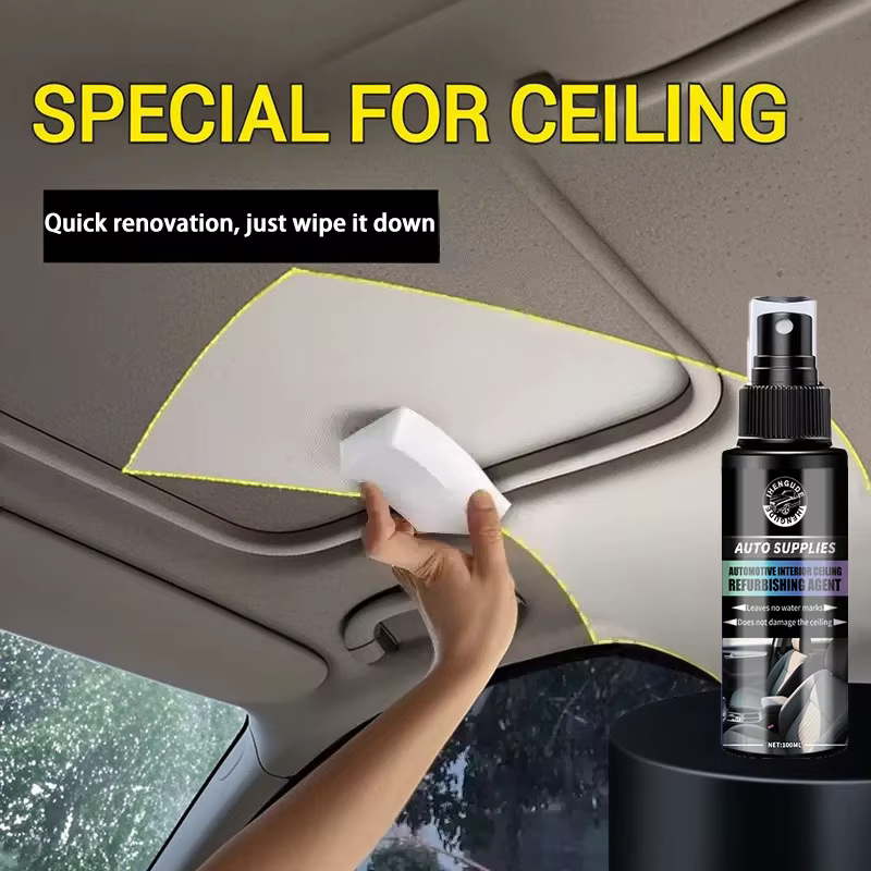 Nettoyant intérieur de voiture, spray mousse sans eau, élimination de la poussière, nettoyage des sièges, du toit et du tableau de bord, kit de rénovation du plafond de voiture, redonne brillance et r
