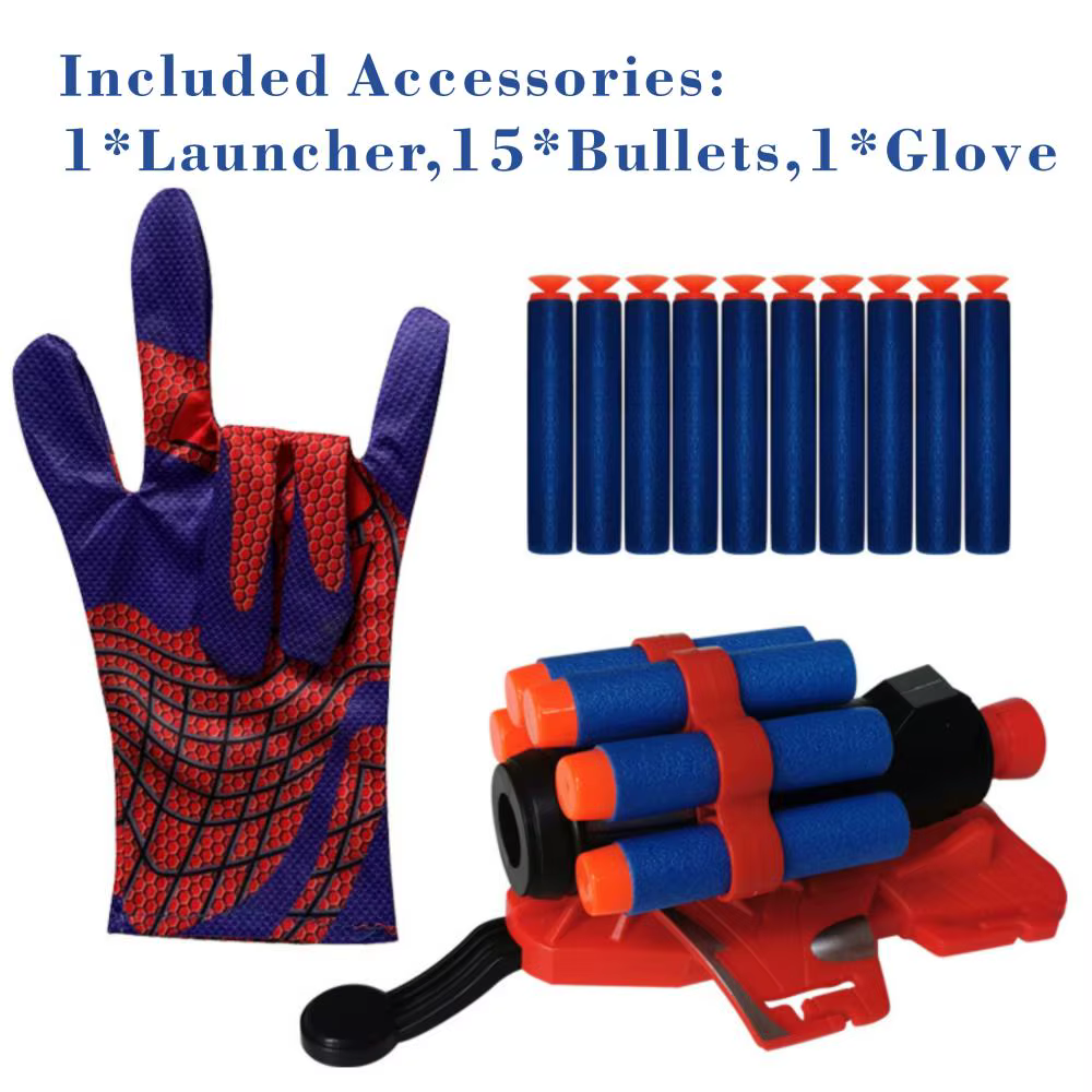 Ensemble de gants lanceurs de toiles d'araignées pour Halloween, avec projectiles en mousse souple et sûrs, pour lancer au poignet, accessoires de costume de cosplay