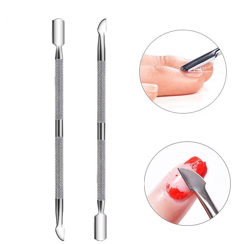 1Pcs En Acier Inoxydable Double Tête Cuticule Pusher Manucure Outils pour Ongles Vernis Colle