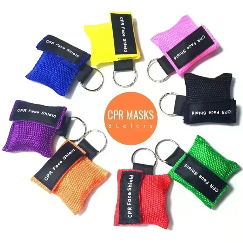 Masque de réanimation CPR portable, aide d'urgence, bouclier facial, respiration artificielle, respirateur jetable, porte-clés, outils de soins de santé