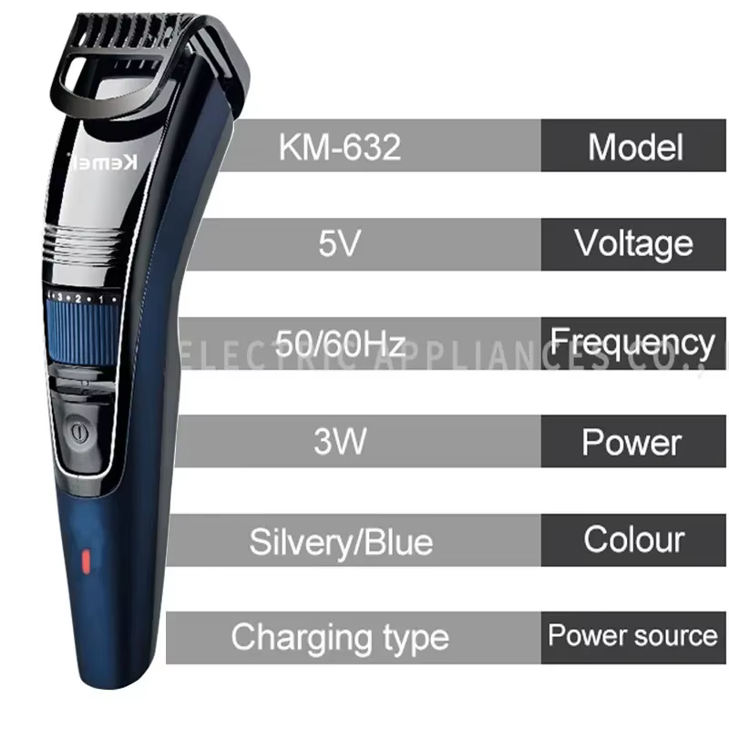 Kemei 632-Tondeuse à barbe réglable pour hommes